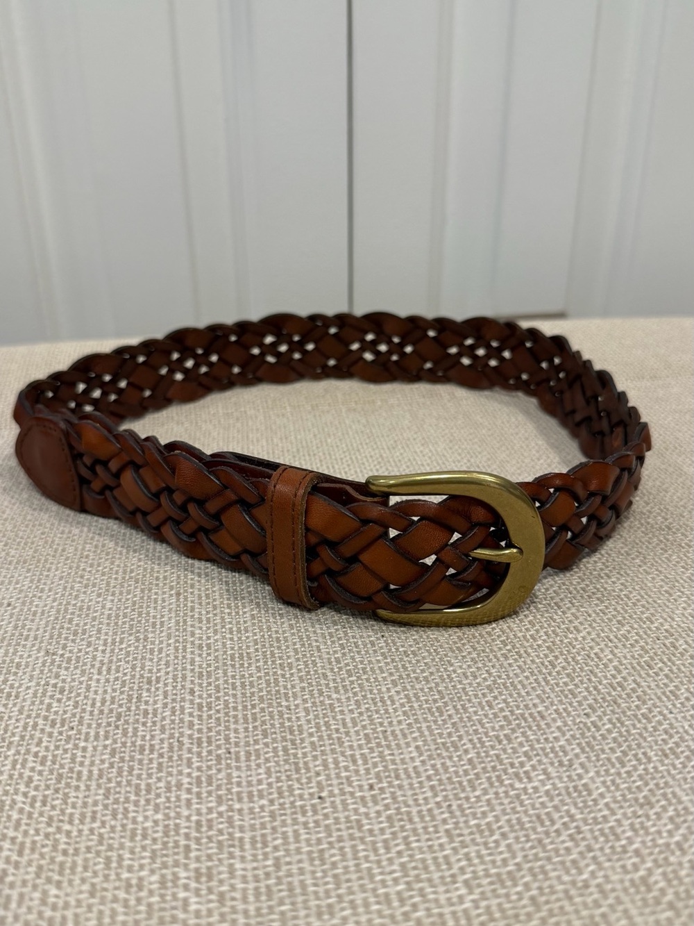 Express Vintage Woven Braided Leather Belt Brown Women’s Size Small